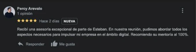 Screenshot of an original client review
