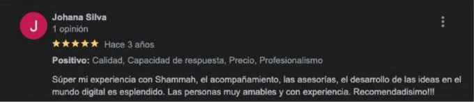 Screenshot of an original client review